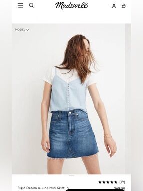 Madewell Light Blue Denim A-Line Mini Skirt